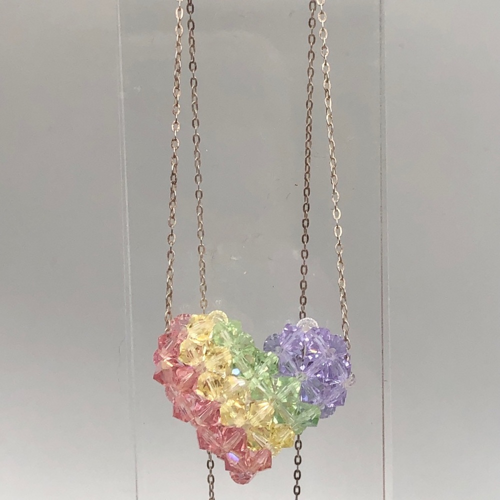 Vintage Crystal Heart Sterling 925 Necklace